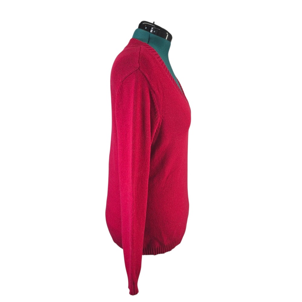 Chico's Red V-Neck Knit Sweater Cotton Blend Classic Style Women's‎ - Picture 2 of 8